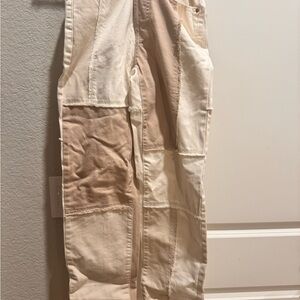 PacSun Women’s Patchwork Jeans - Cream and Tan